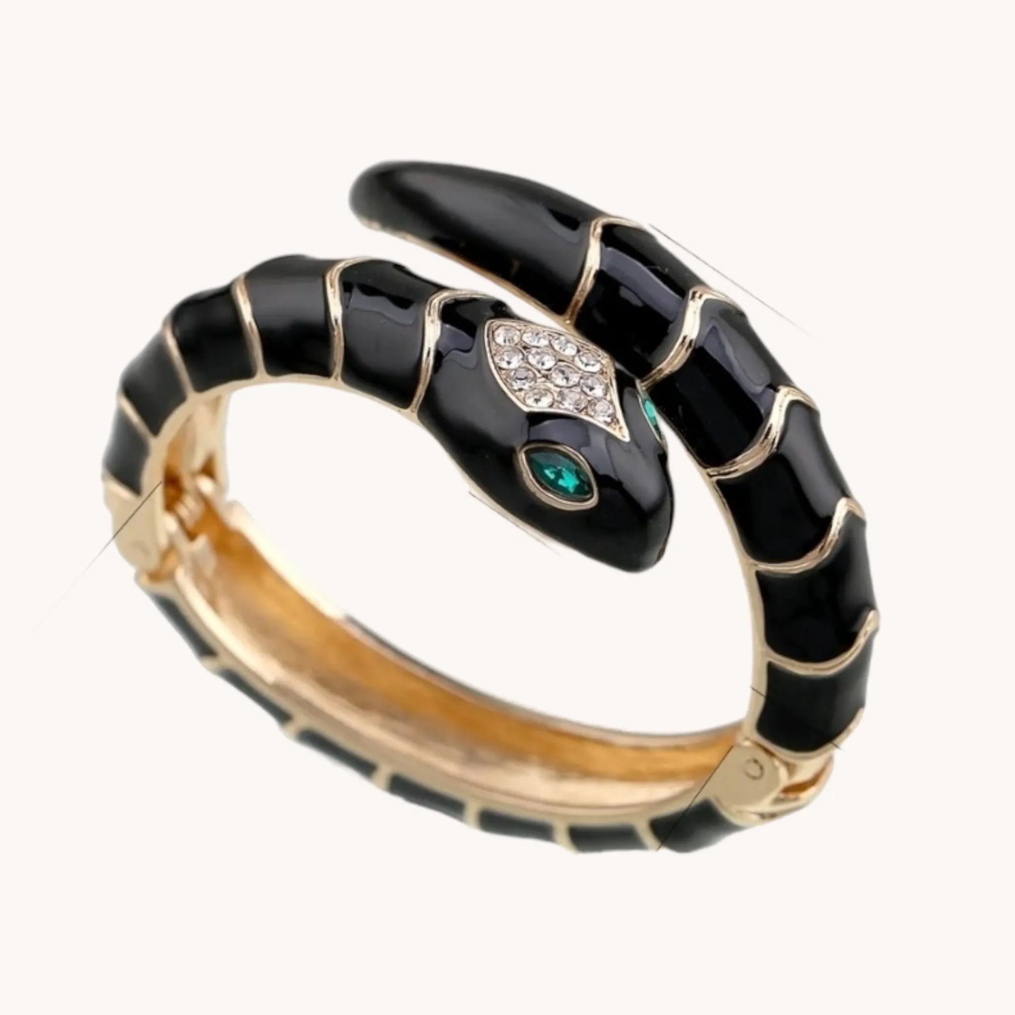 Enamel and Gold Snake Cuff