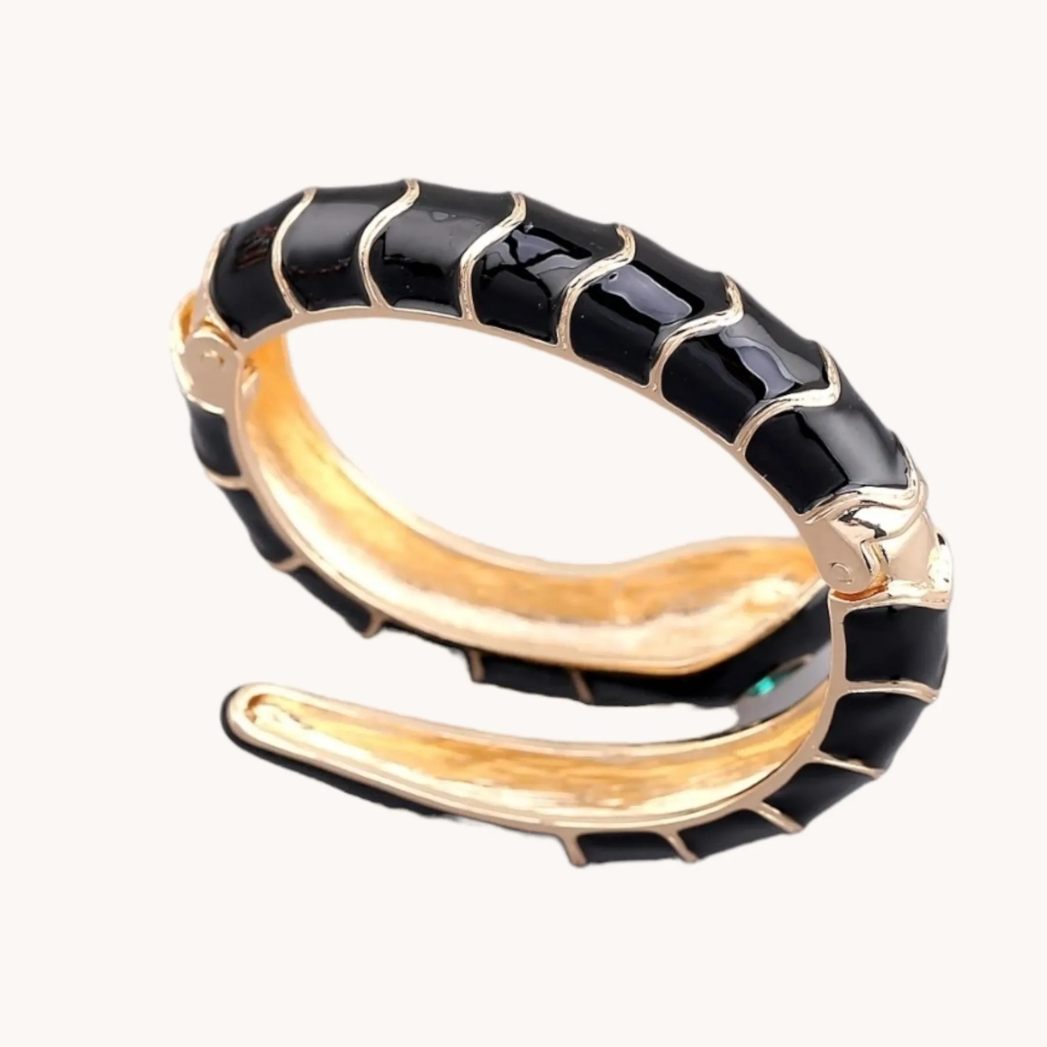 Enamel and Gold Snake Cuff