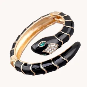 Enamel and Gold Snake Cuff