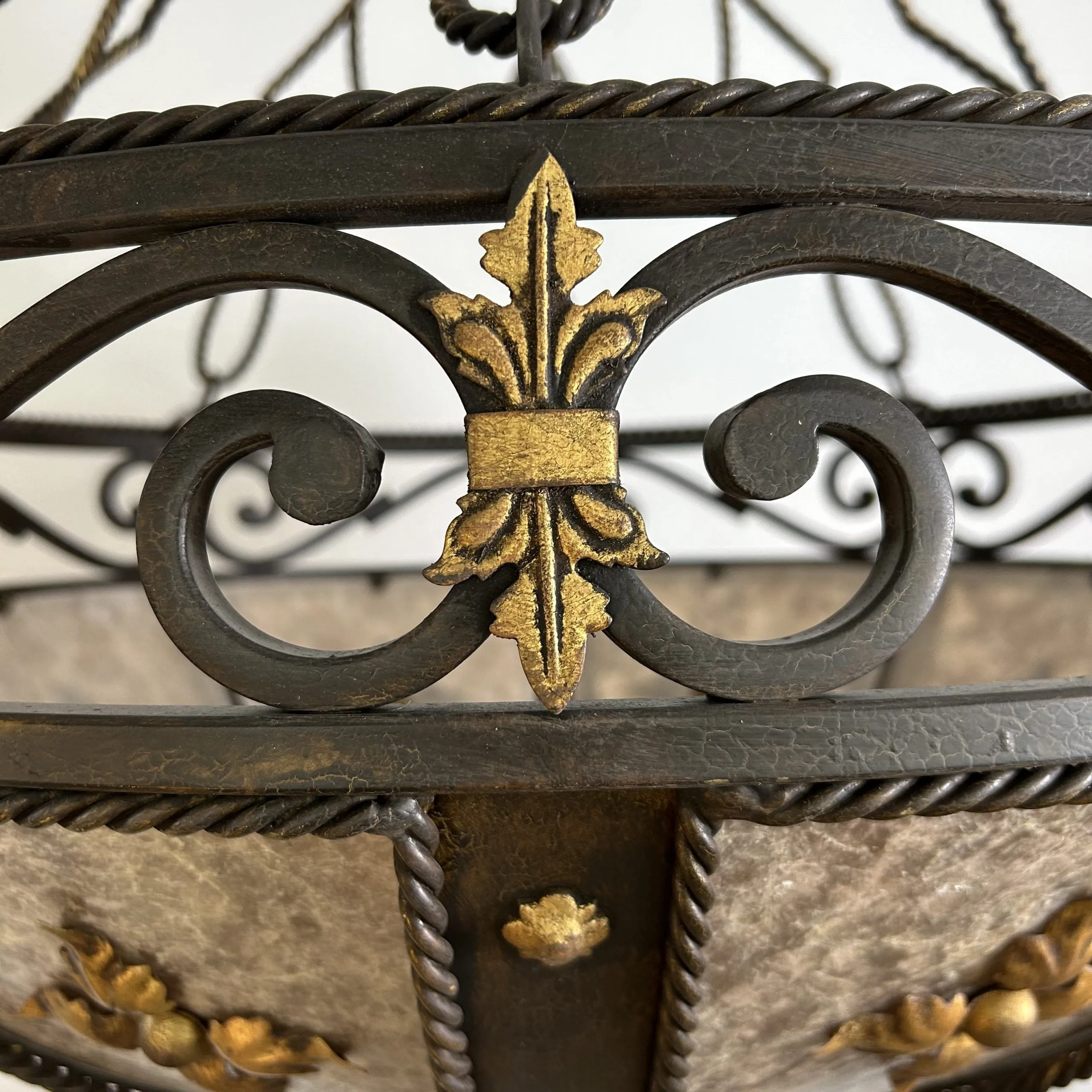 Fine Arts Lamps Chandelier, Mica Glass, Iron, Ornate, Traditional