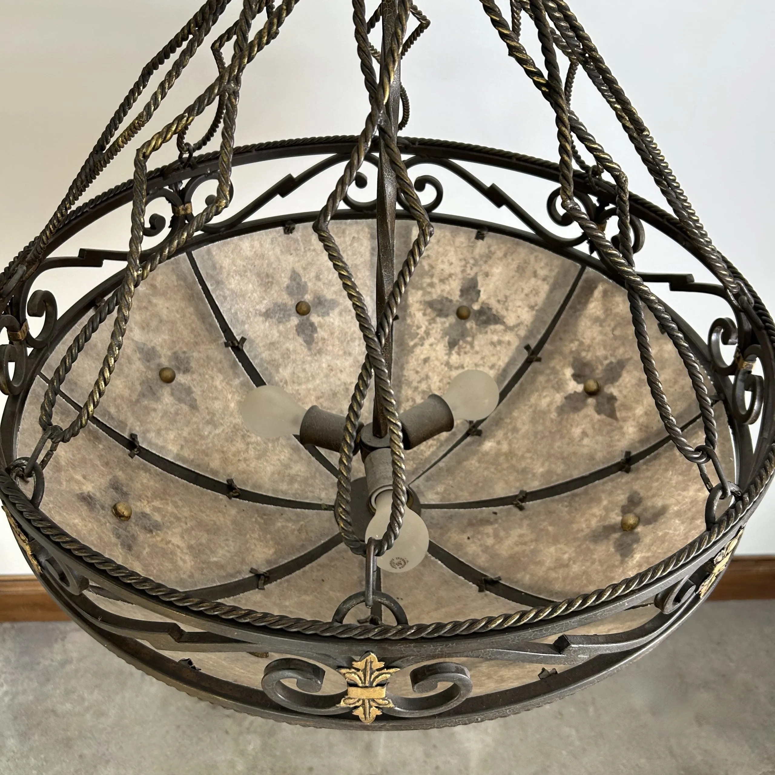 Fine Arts Lamps Chandelier, Mica Glass, Iron, Ornate, Traditional