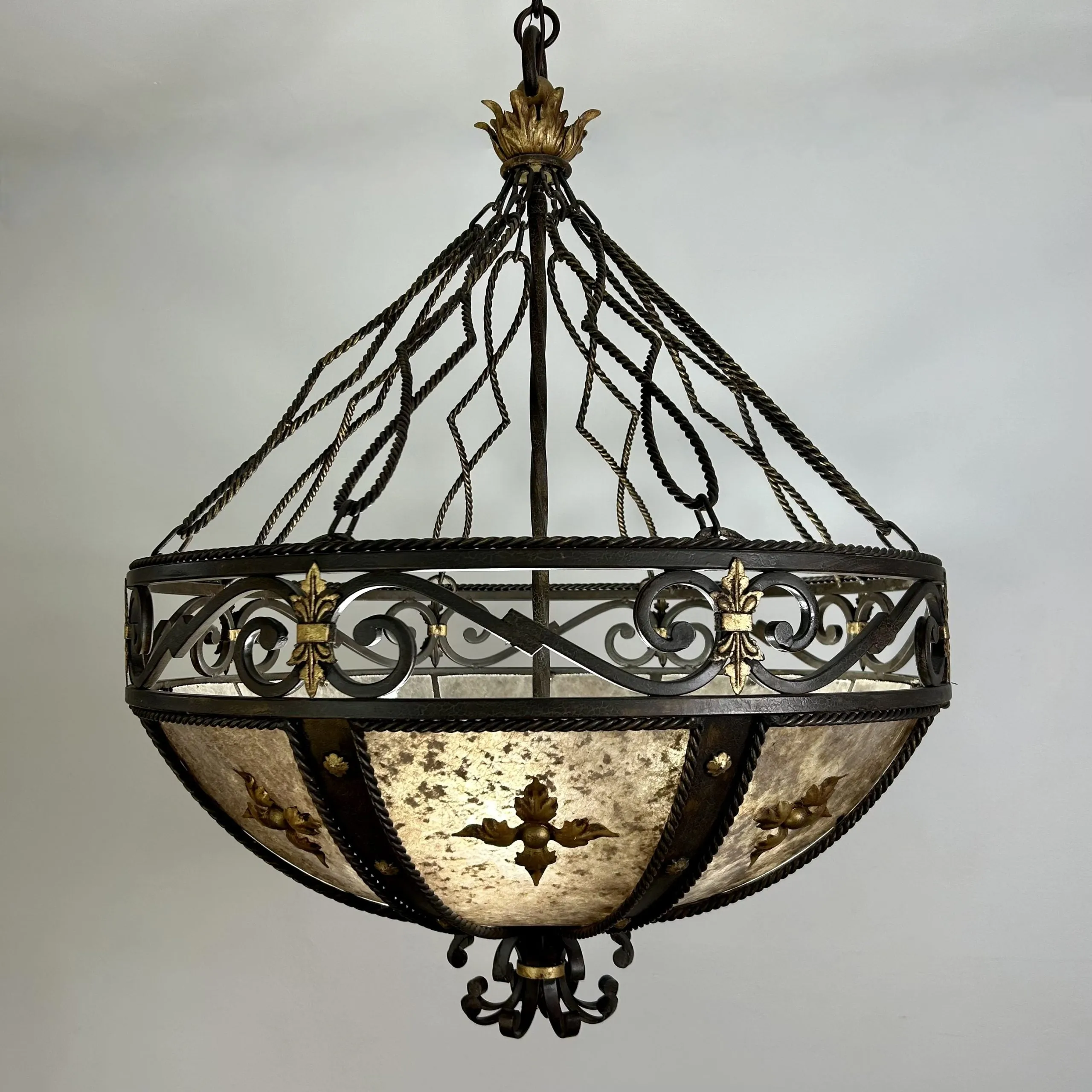 Fine Arts Lamps Chandelier, Mica Glass, Iron, Ornate, Traditional