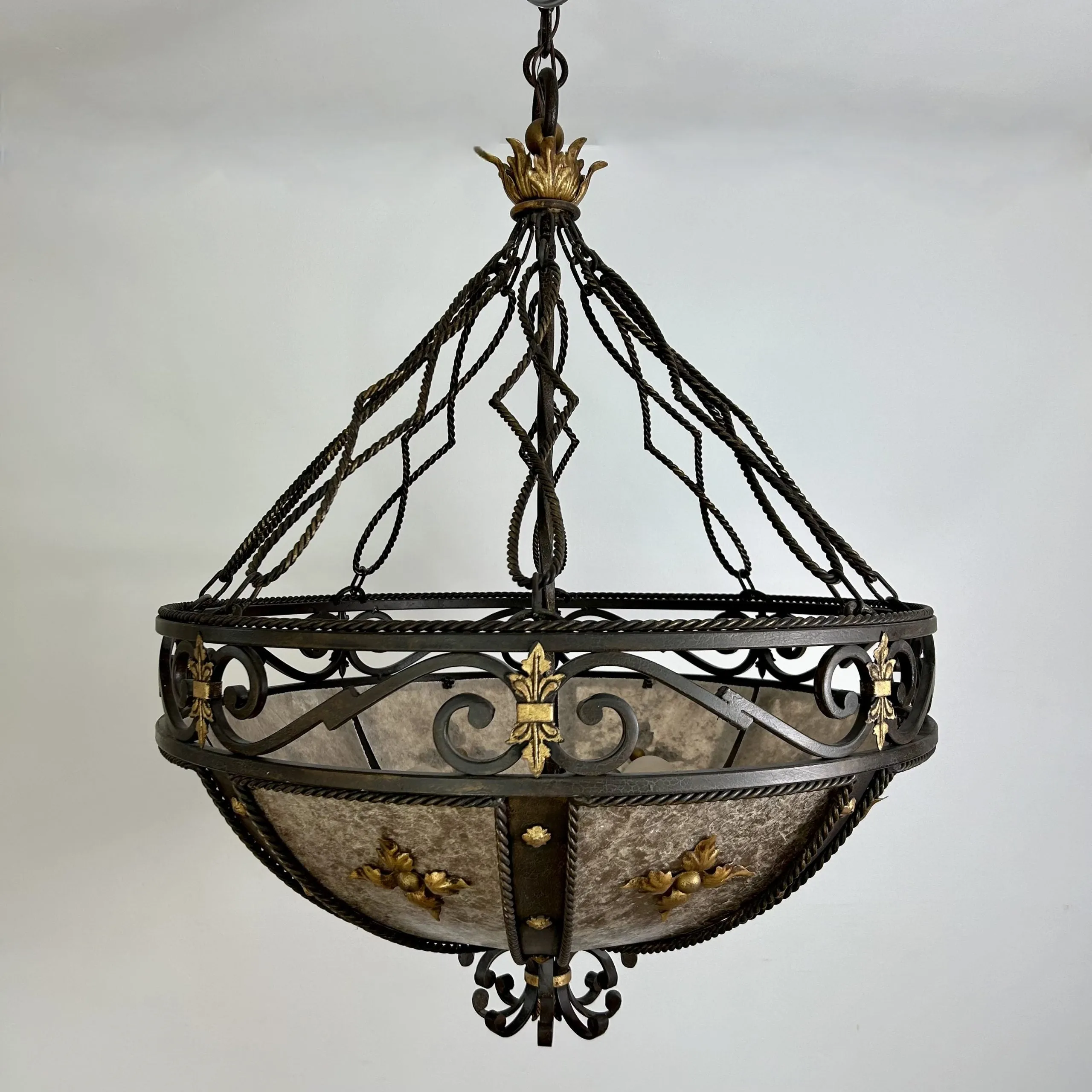 Fine Arts Lamps Chandelier, Mica Glass, Iron, Ornate, Traditional