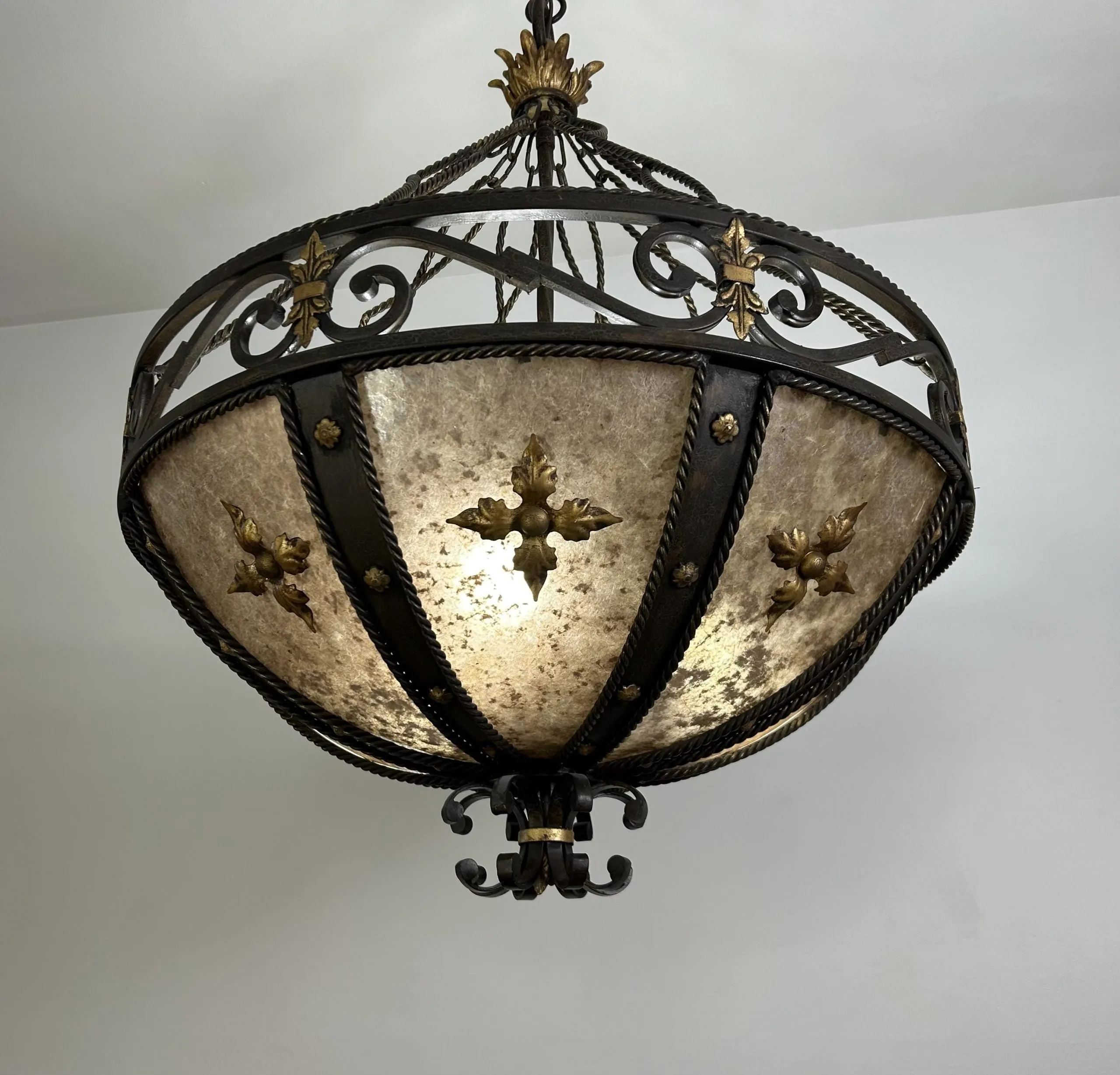 Fine Arts Lamps Chandelier, Mica Glass, Iron, Ornate, Traditional