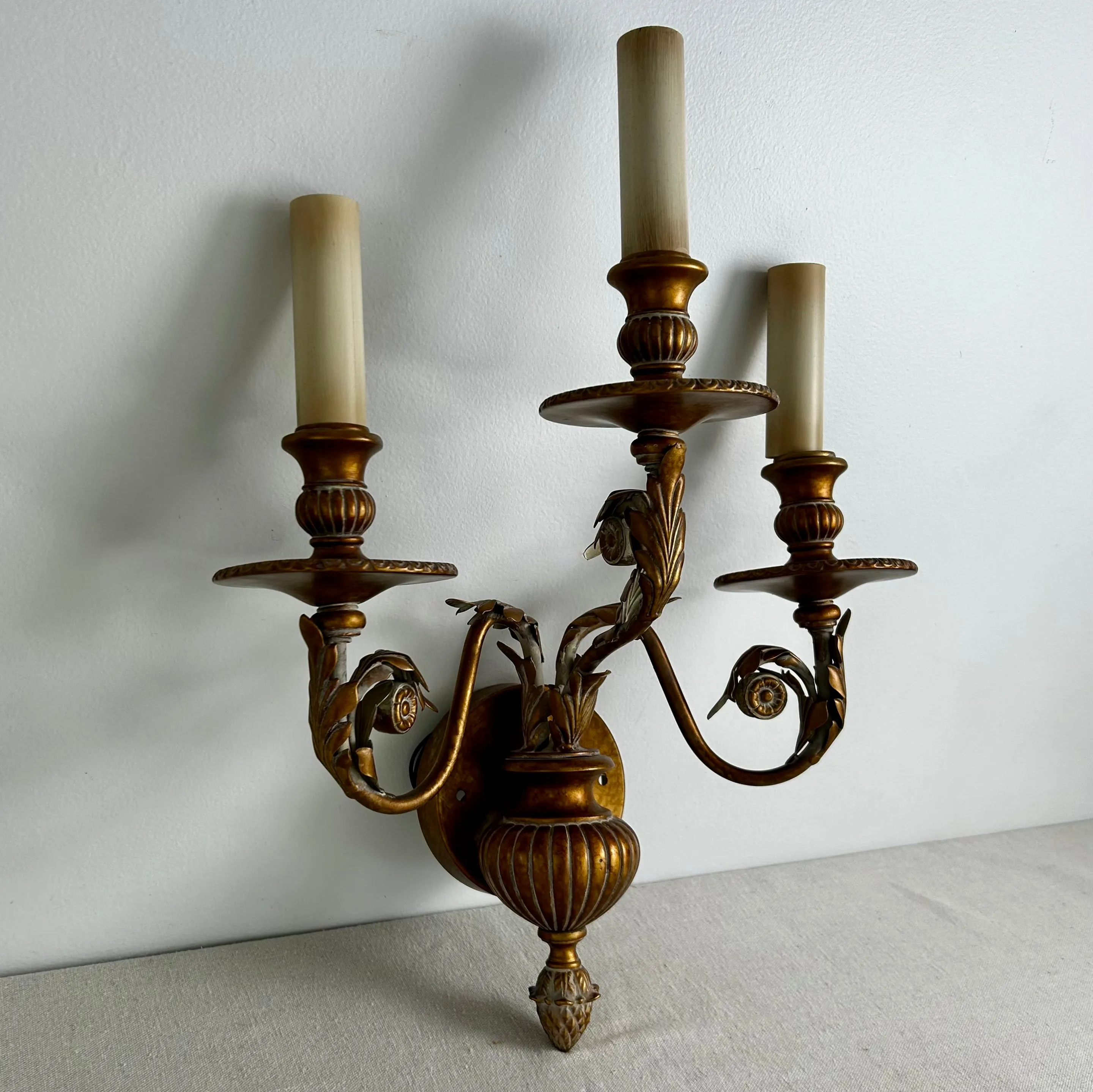 Fine Arts Lamps Wall Sconce, Three Candle Light, Gilt, Ornate