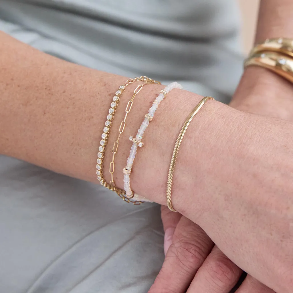 Fire Opal Rondelle Beads Bracelet
