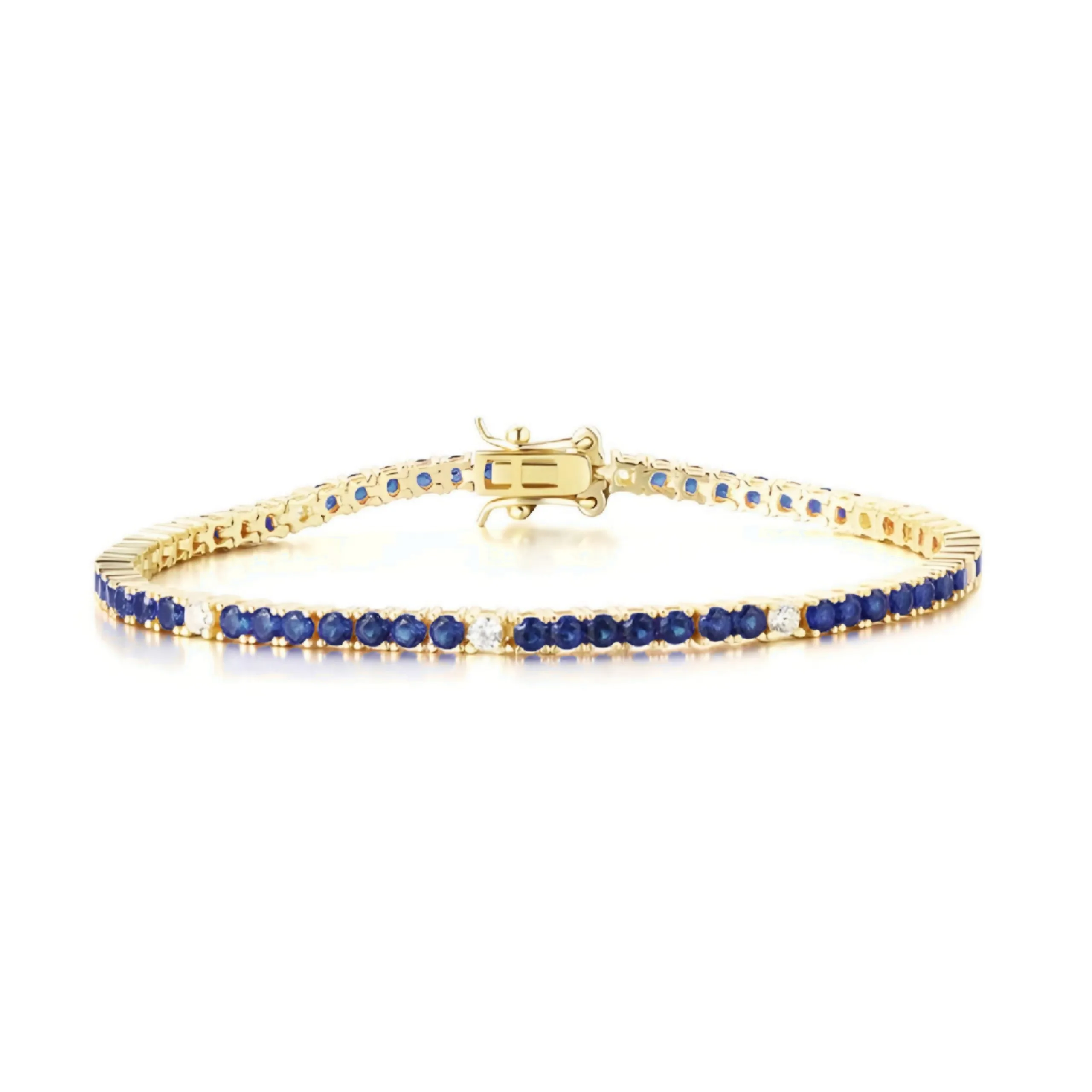 Gold Plated Sterling Silver Ruby, Emerald, Sapphire, or Black Colored CZ Stone Bracelet