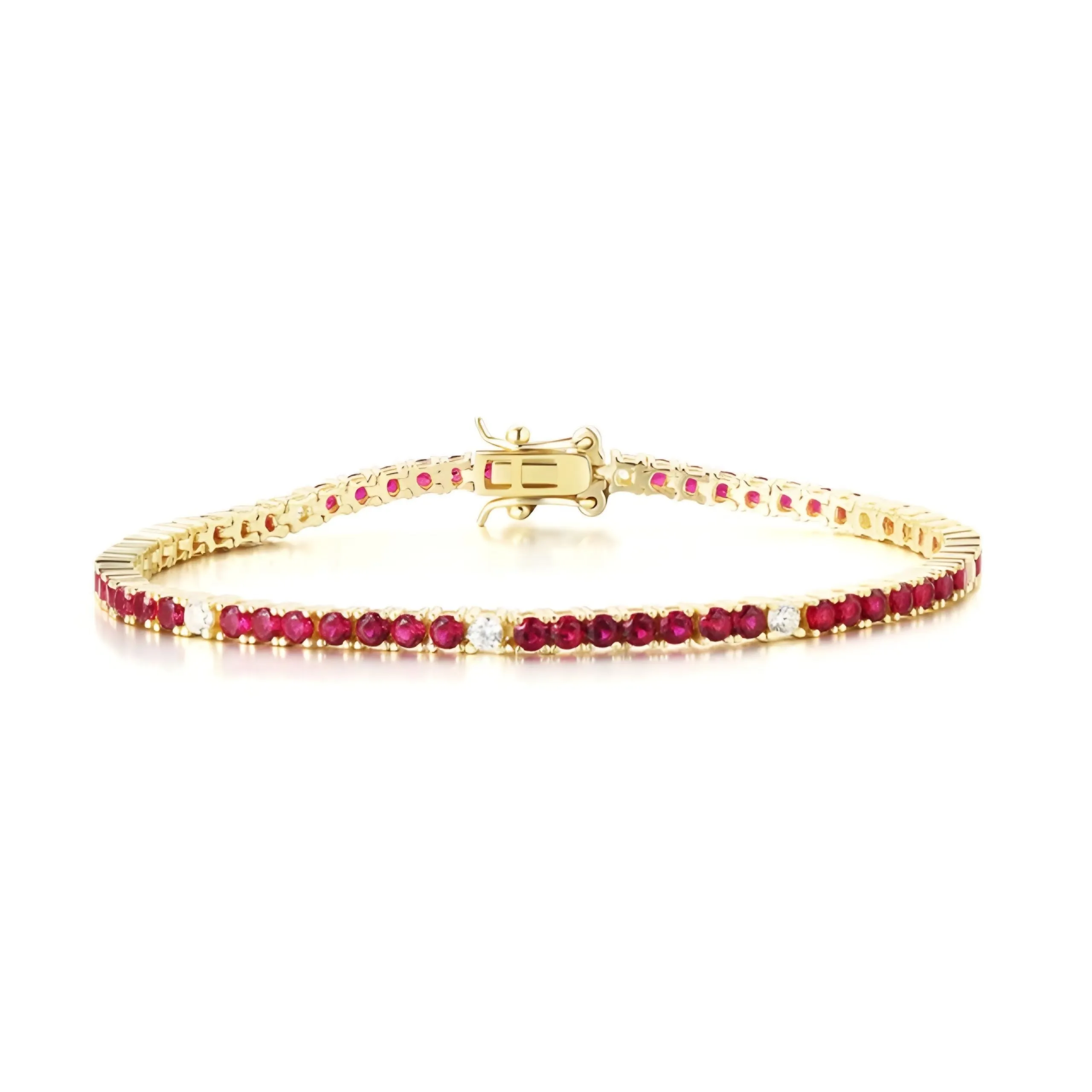 Gold Plated Sterling Silver Ruby, Emerald, Sapphire, or Black Colored CZ Stone Bracelet