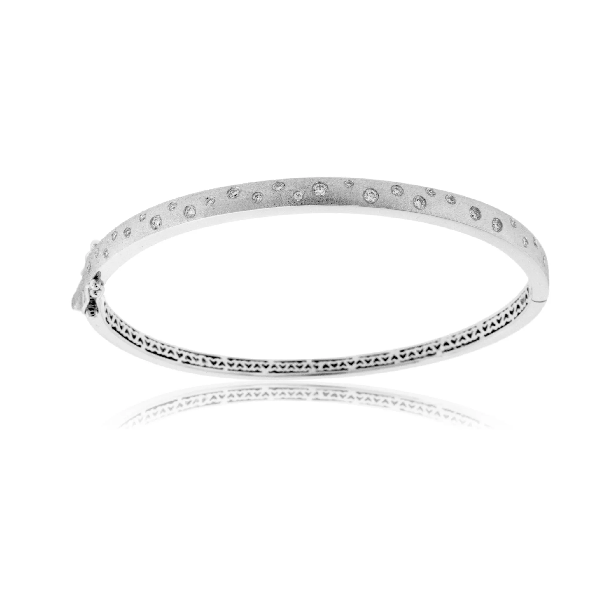 Gold Satin Finish Flush Set Diamond Bracelet