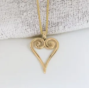 Gold Viking Heart Large Pendant