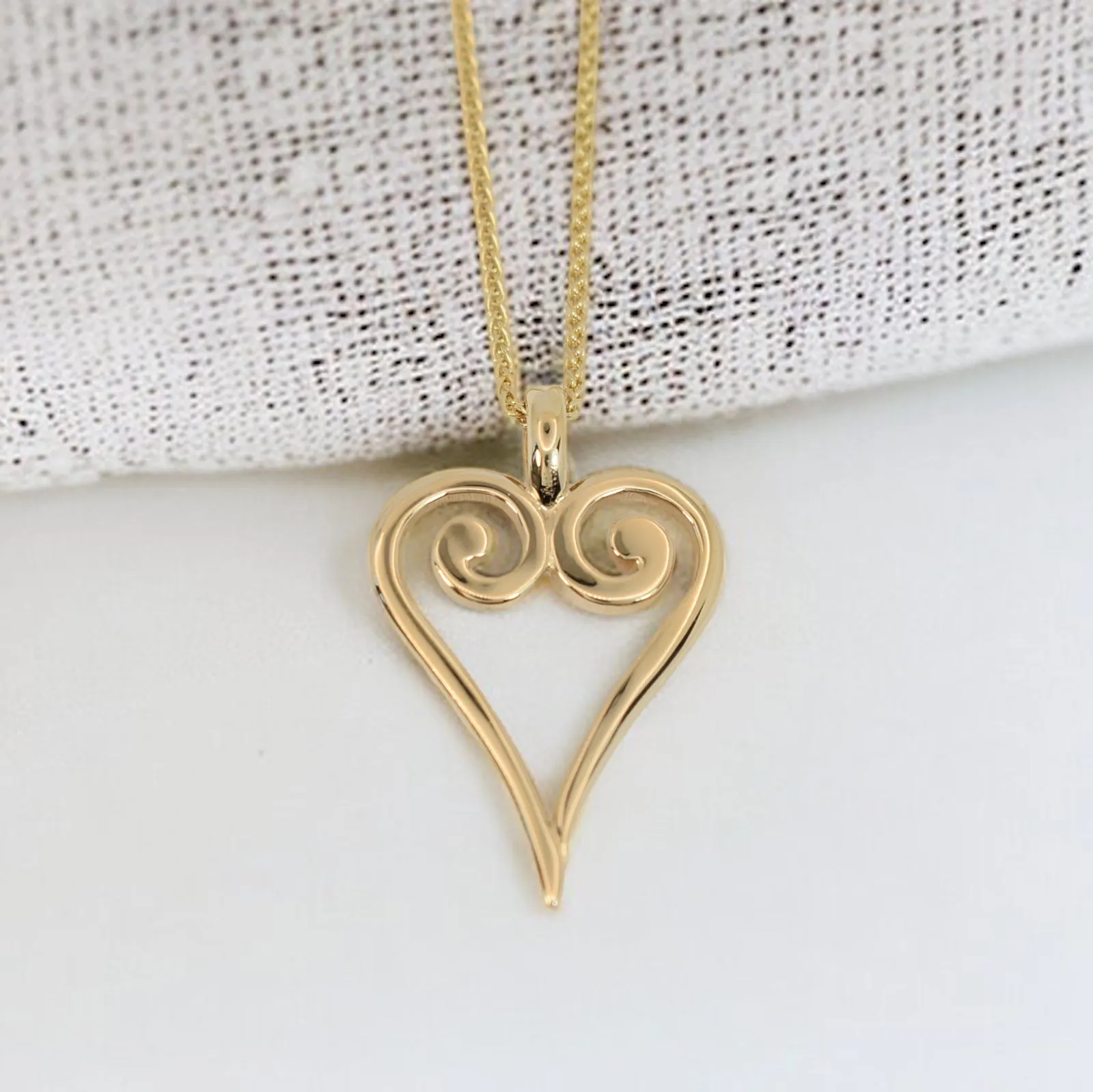 Gold Viking Heart Large Pendant