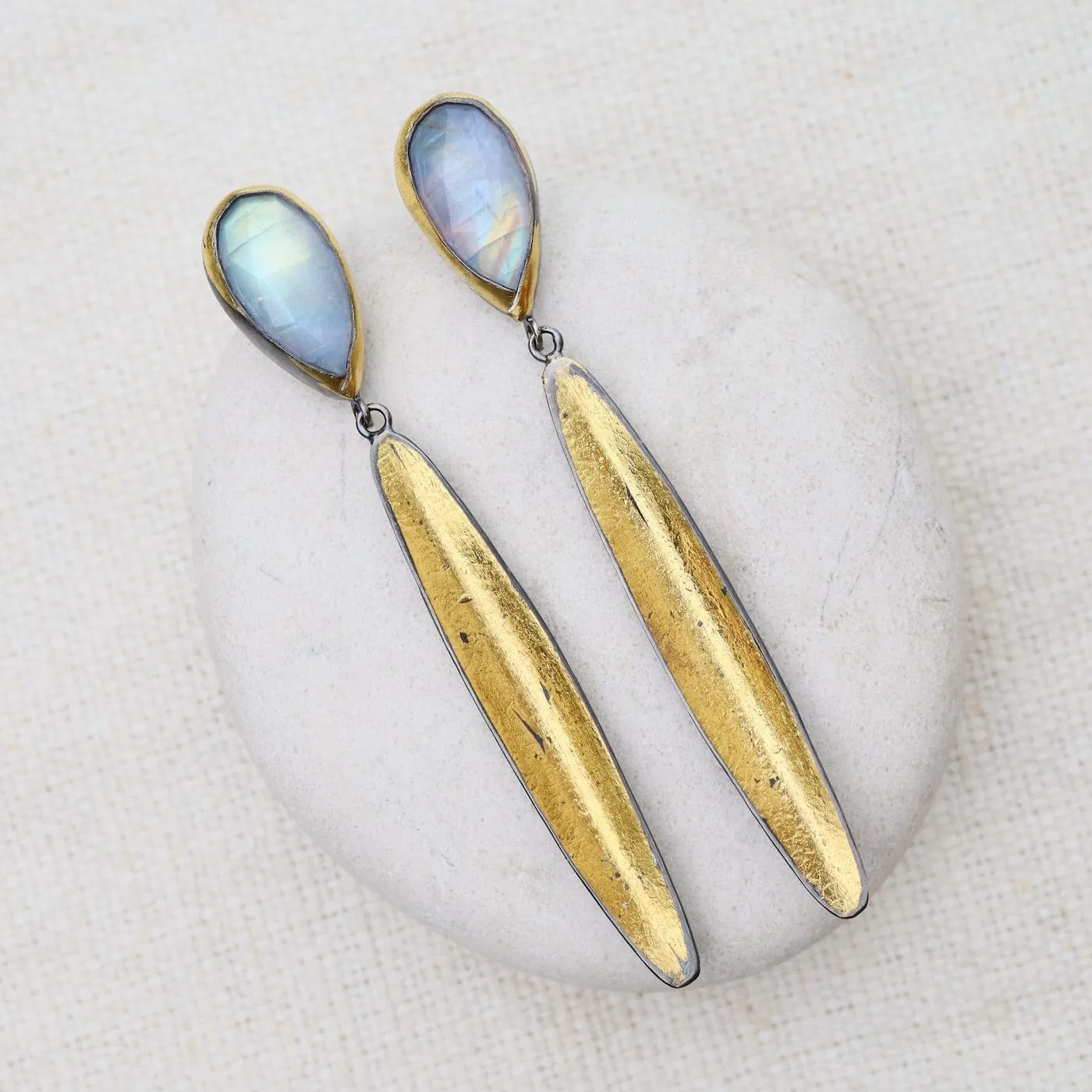Golden Reed with Moonstone Earring