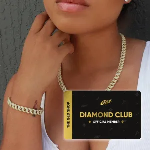 Iced Cuban Chain   Bracelet Bundle Yellow Gold - 8.5mm with Diamond Club Card