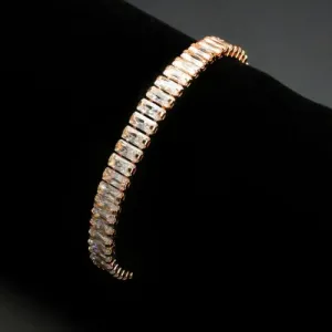 Jewellery Kingdom Ladies Tennis Emerald Rose Gold Plated Cubic Zirconia Bracelet (Gold)