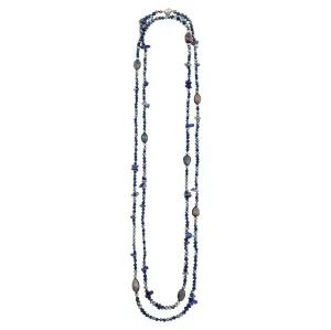 Lapis Lazuli Stones Necklace w/ Freshwater Perles