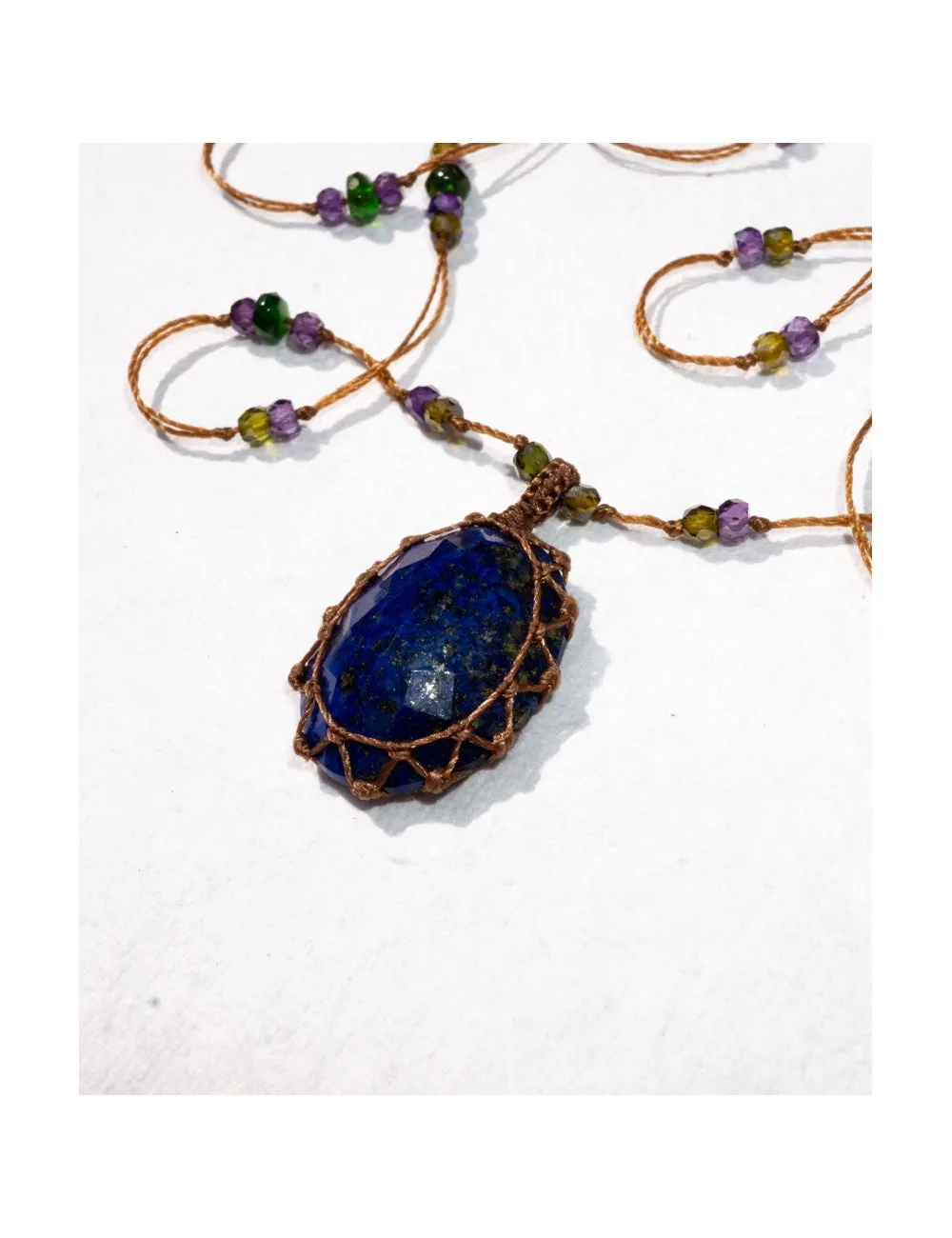 Long Tibetan  Necklace - Lapis Lazuli
