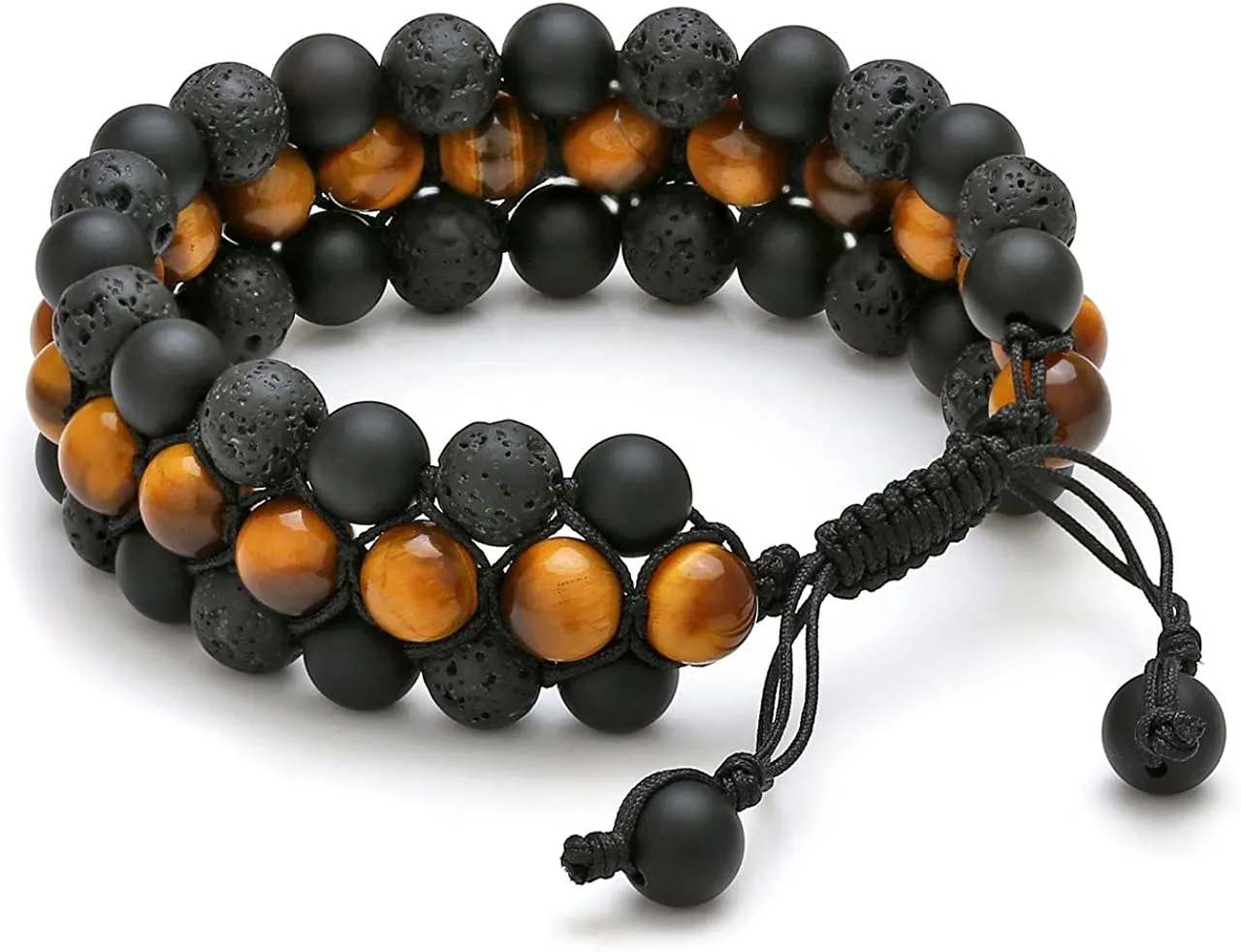 Matte Onyx Tiger Eye Gemstone Lava Rock Stones Healing Crystals Bracelet