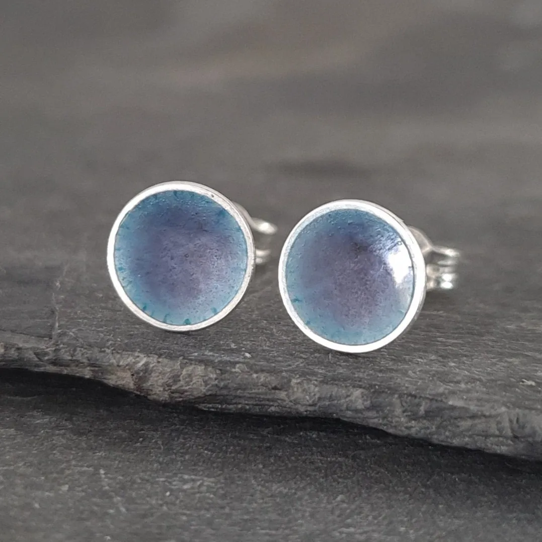 Minnie Enamelled Sterling Silver Stud Earrings