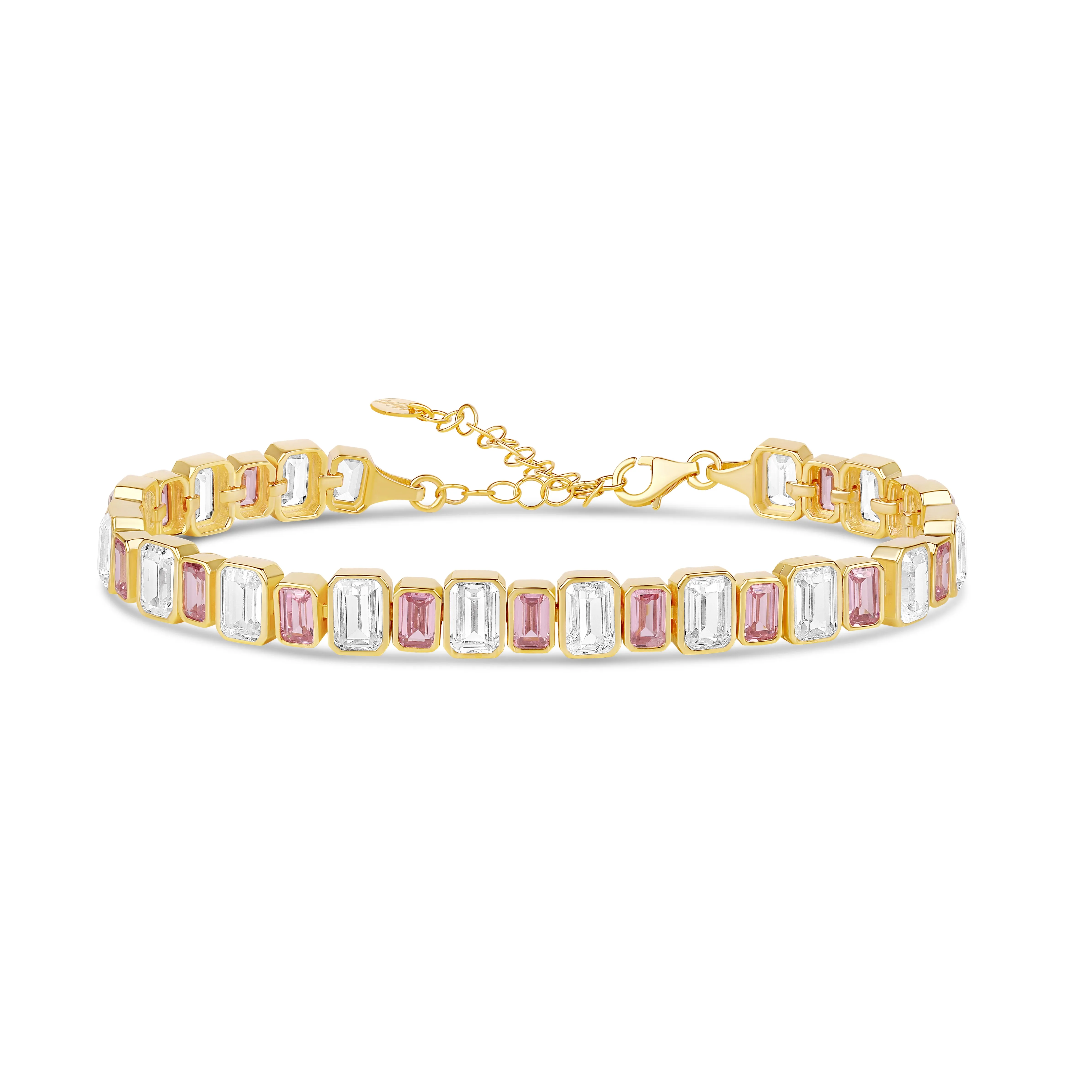 Mix Size Emerald Bezel-Set Tennis Bracelet