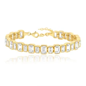 Mix Size Emerald Bezel-Set Tennis Bracelet