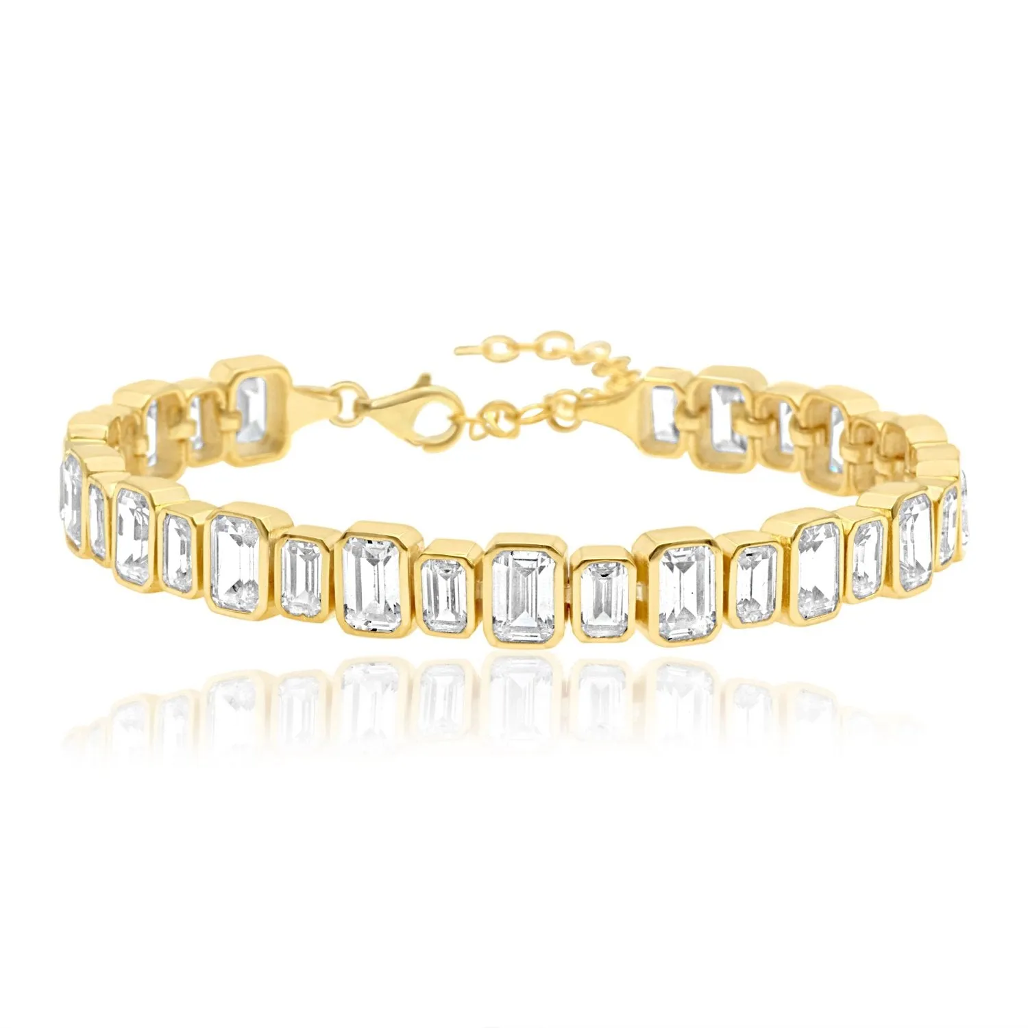 Mix Size Emerald Bezel-Set Tennis Bracelet
