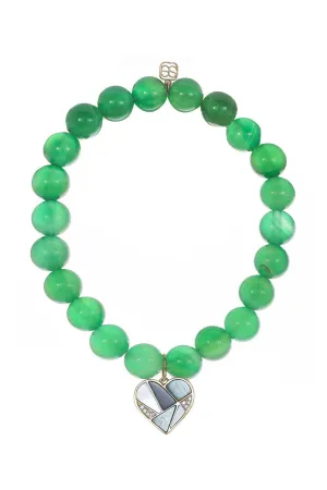 Mosaic Heart Green Onyx Charm Bracelet