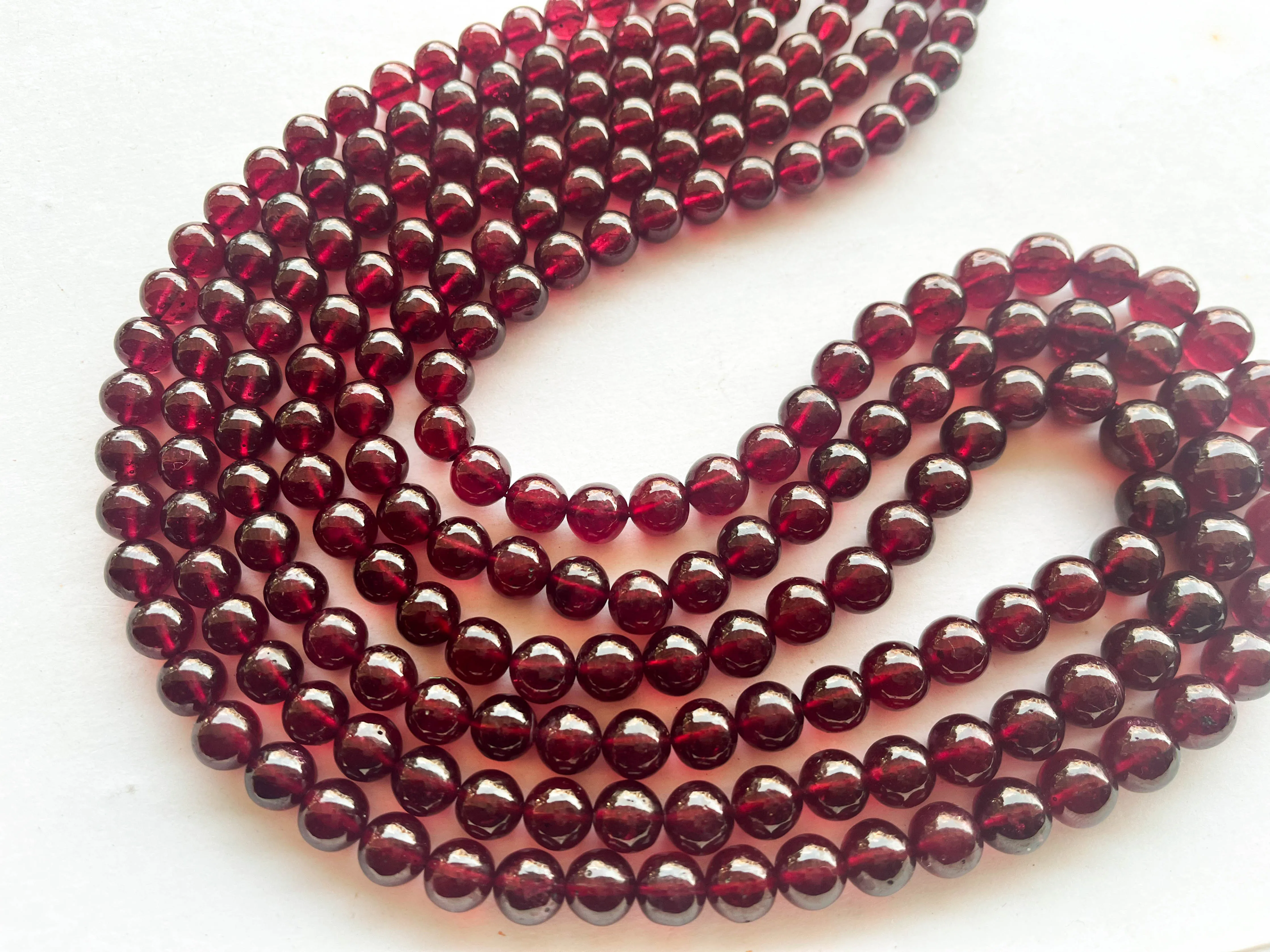 Natural Ruby Glass Filled Sphere Shape Beads | 21 Inch