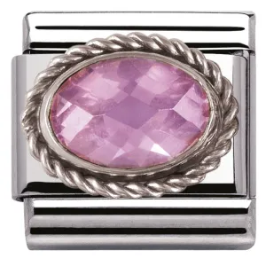 NOMINATION Silvershine Ornate Settings Oval Pink