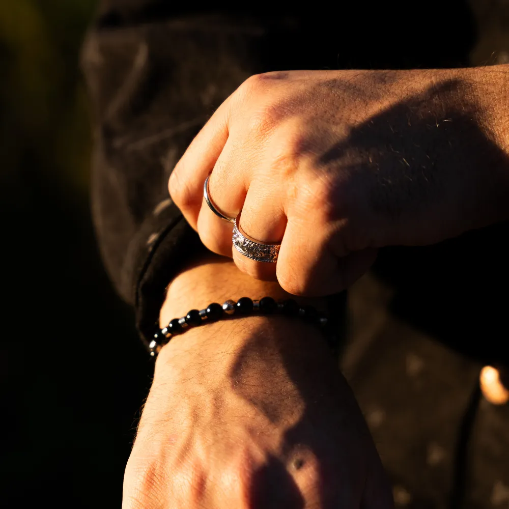 Onyx Bead Bracelet - Gold