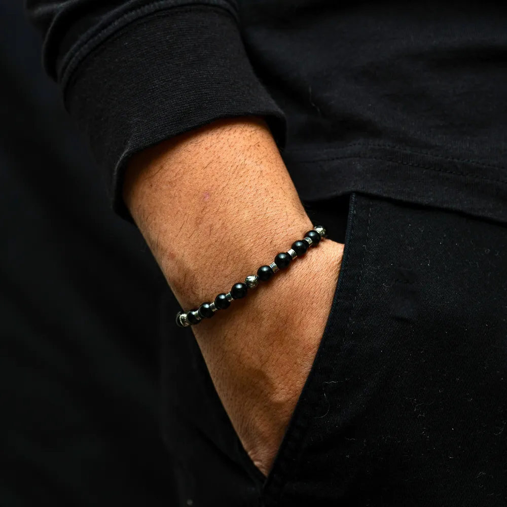 Onyx Bead Bracelet - Gold