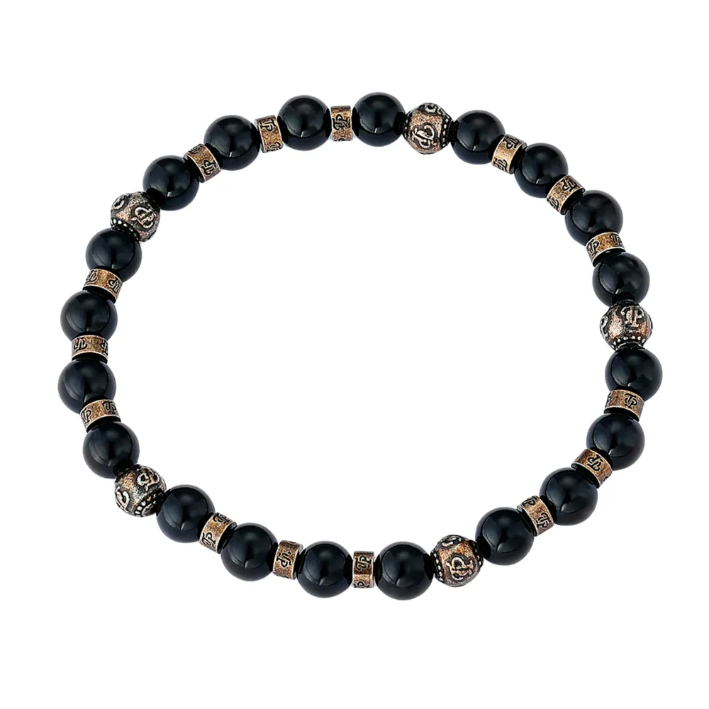 Onyx Bead Bracelet - Gold