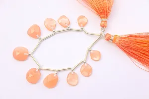 Peach Moonstone Faceted Uneven Shape Rose cut Briolette Beads, Natural Moonstone Gemstone Beads, 12 Pieces, 7x8mm to 12x13mm