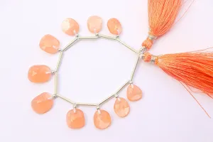 Peach Moonstone Faceted Uneven Shape Rose cut Briolette Beads, Natural Moonstone Gemstone Beads, 7x8mm to 12x13mm, 13 Pieces String