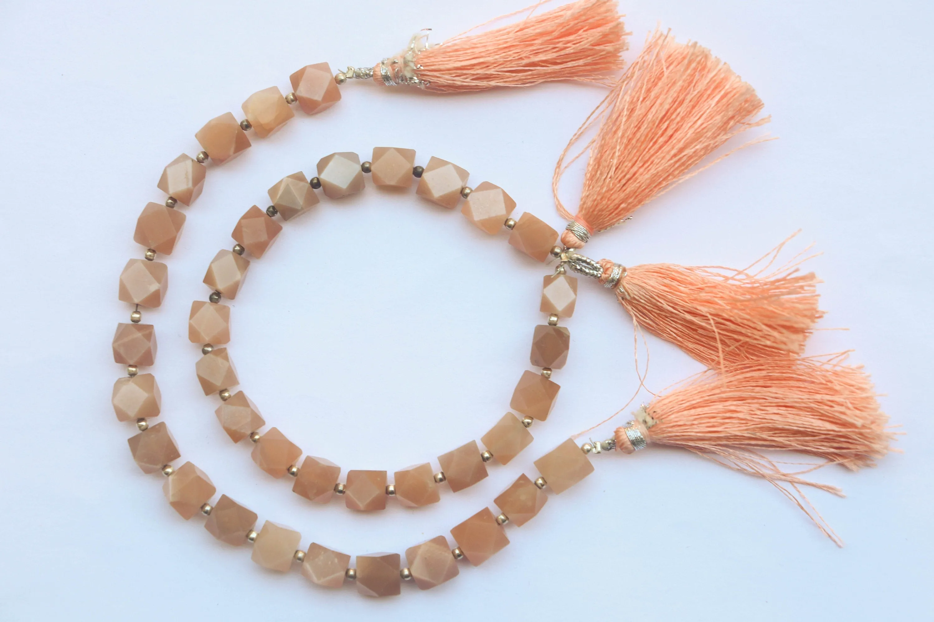 Peach Moonstone Fancy Shape faceted beads