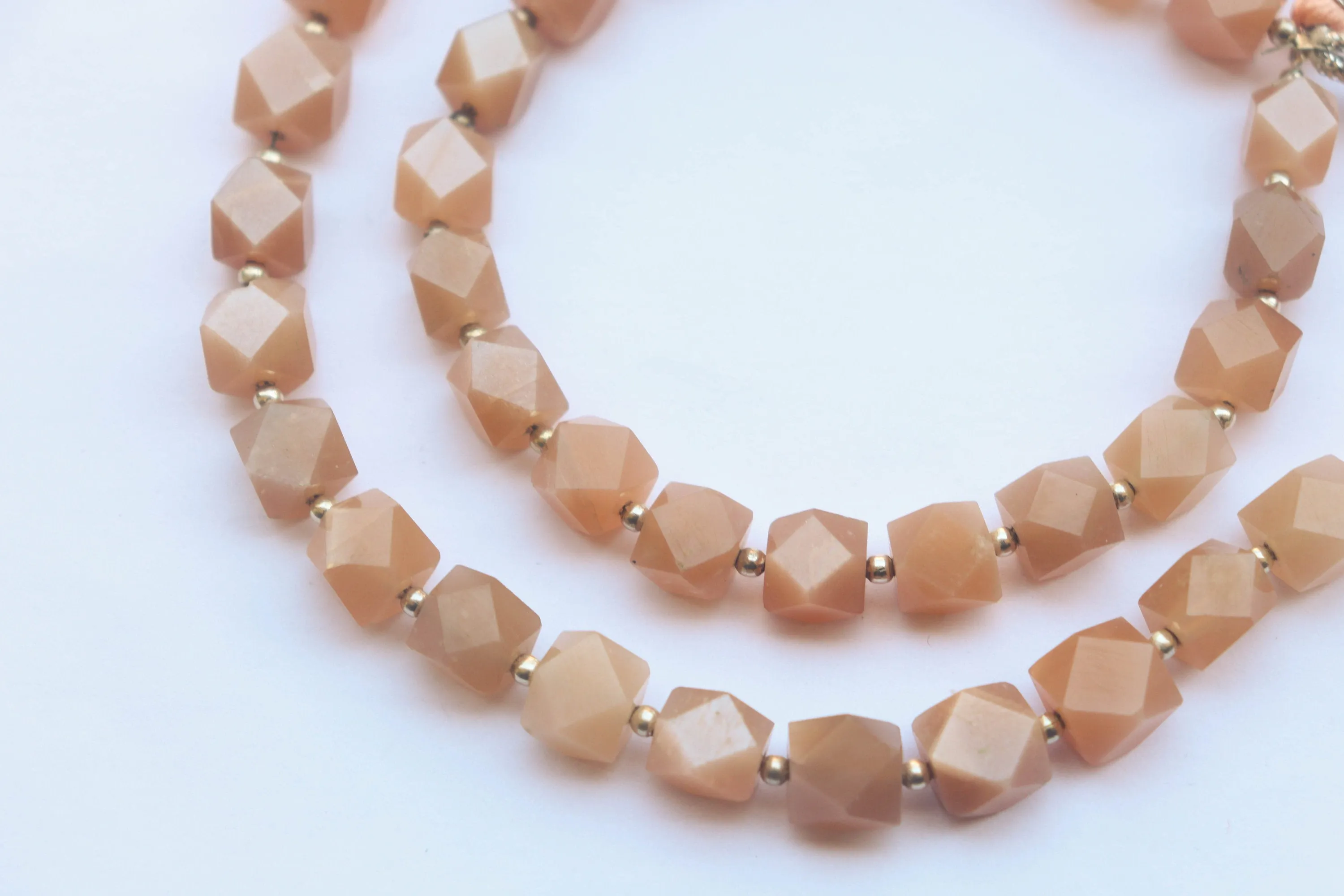 Peach Moonstone Fancy Shape faceted beads