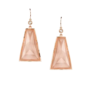 Peach Moonstone Trapezoid Drop Earrings