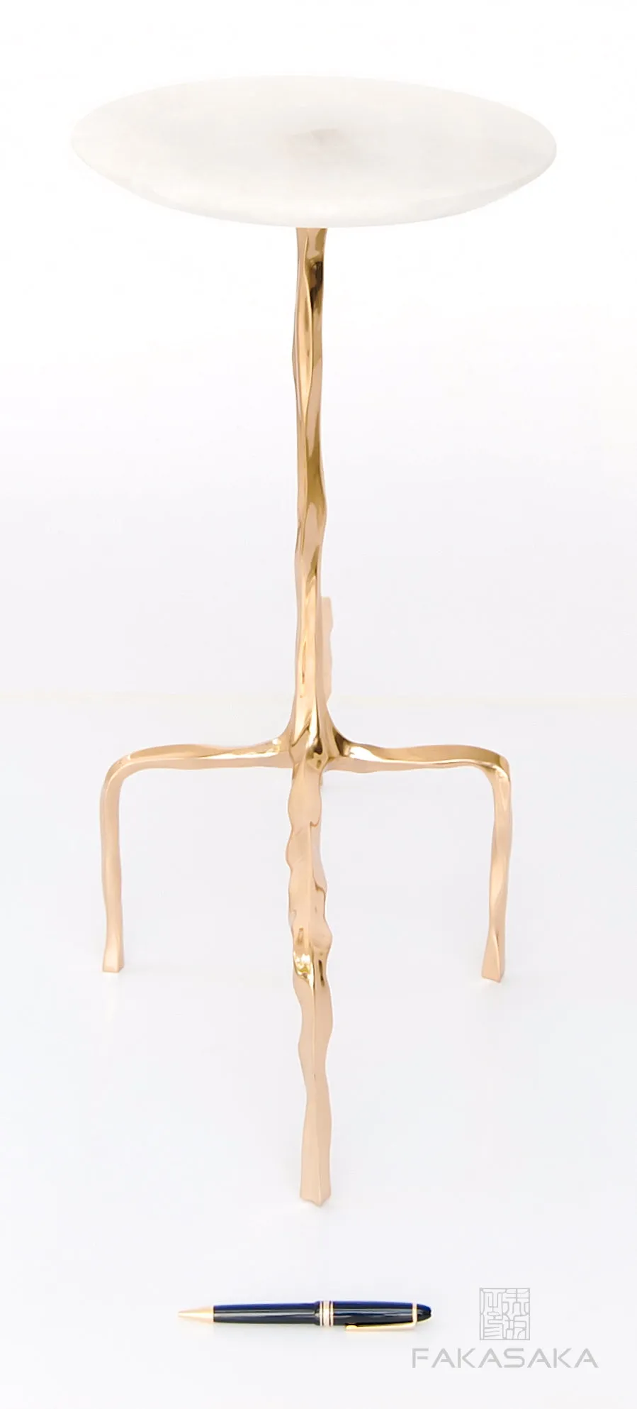 PRESLEY DRINK TABLE<br><br>ONYX<br>POLISHED BRONZE<br><br>ROUND TOP