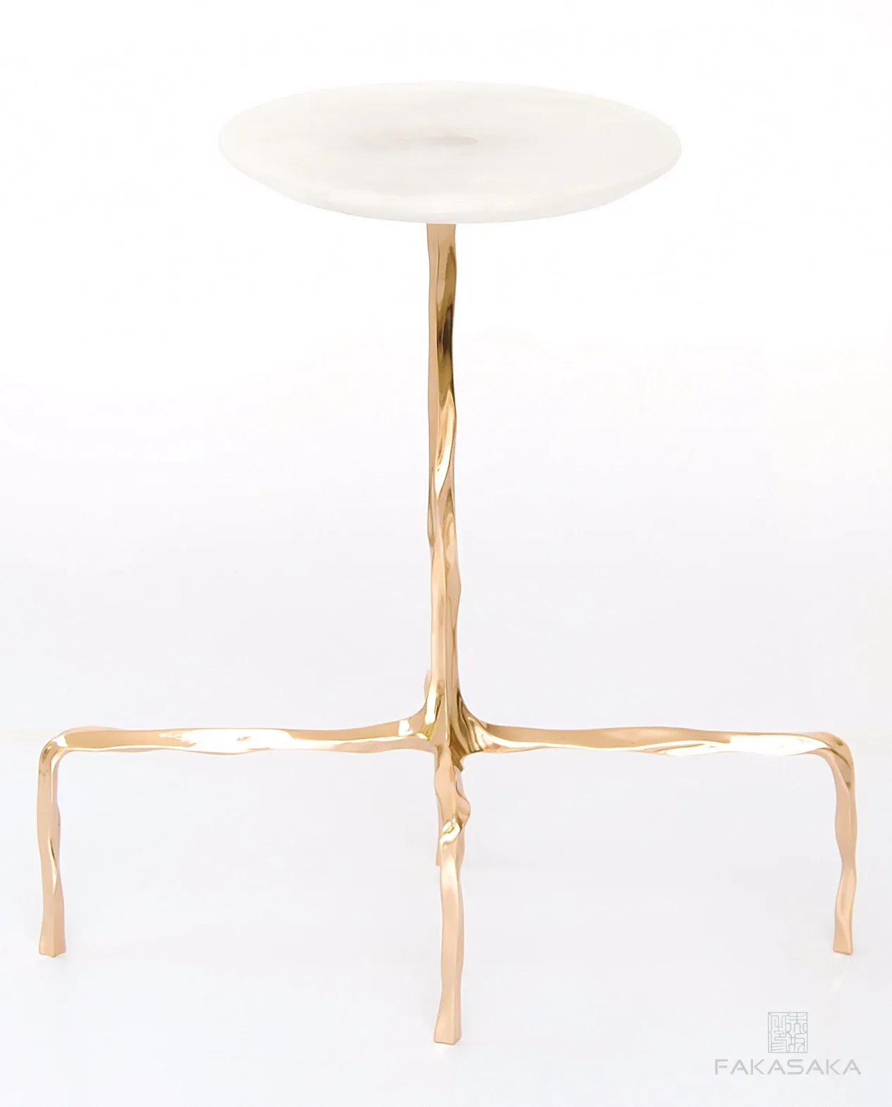 PRESLEY DRINK TABLE<br><br>ONYX<br>POLISHED BRONZE<br><br>ROUND TOP