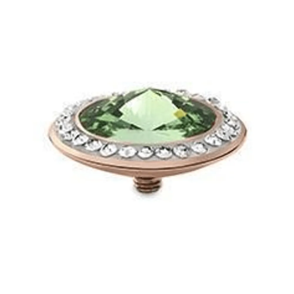 Qudo rose gold peridot swarovski halo 16mm tondo deluxe ring top 647618