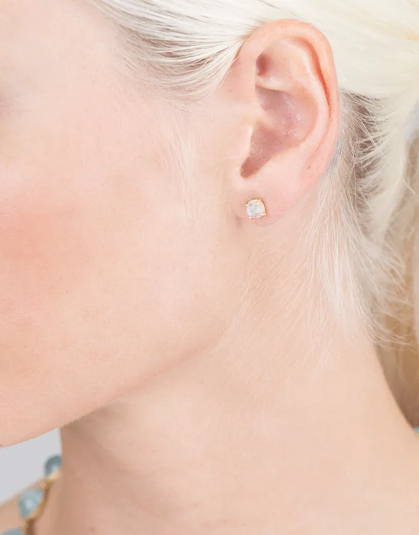 Rainbow Moonstone Stud Earrings