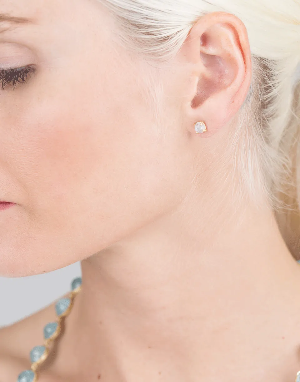 Rainbow Moonstone Stud Earrings