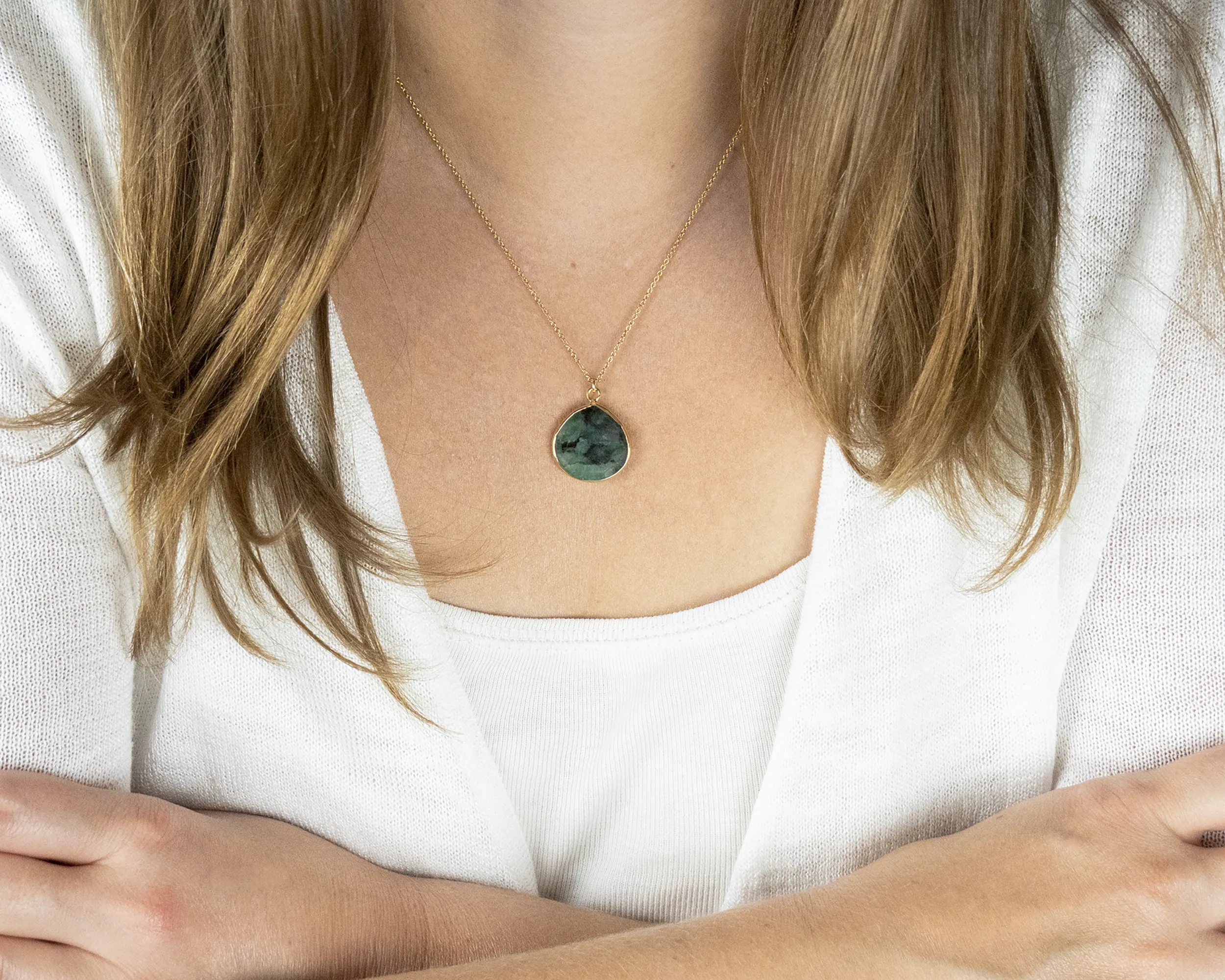 Raw Emerald Pendant Necklace