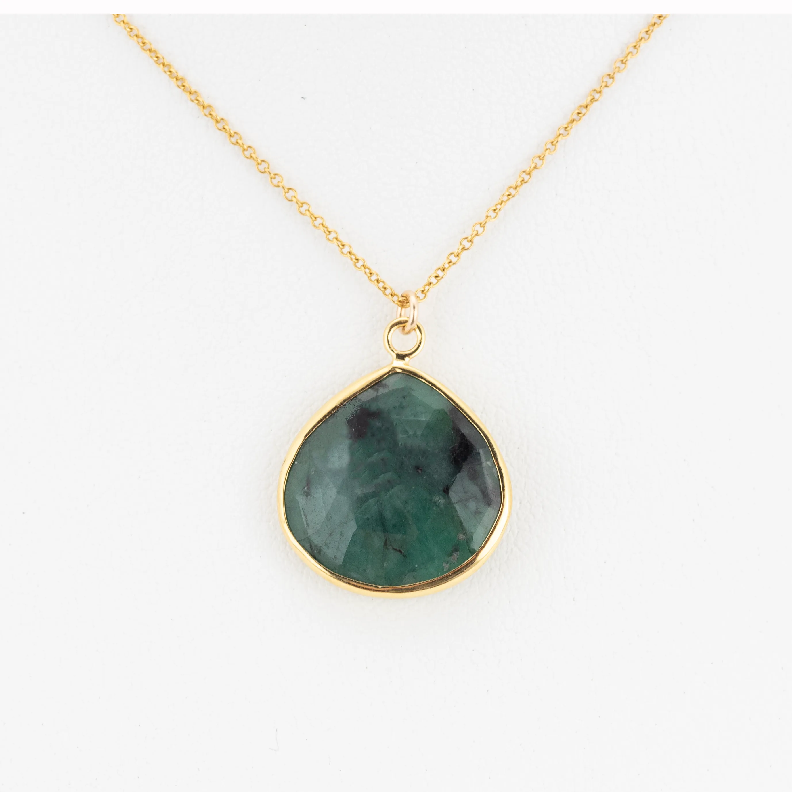 Raw Emerald Pendant Necklace