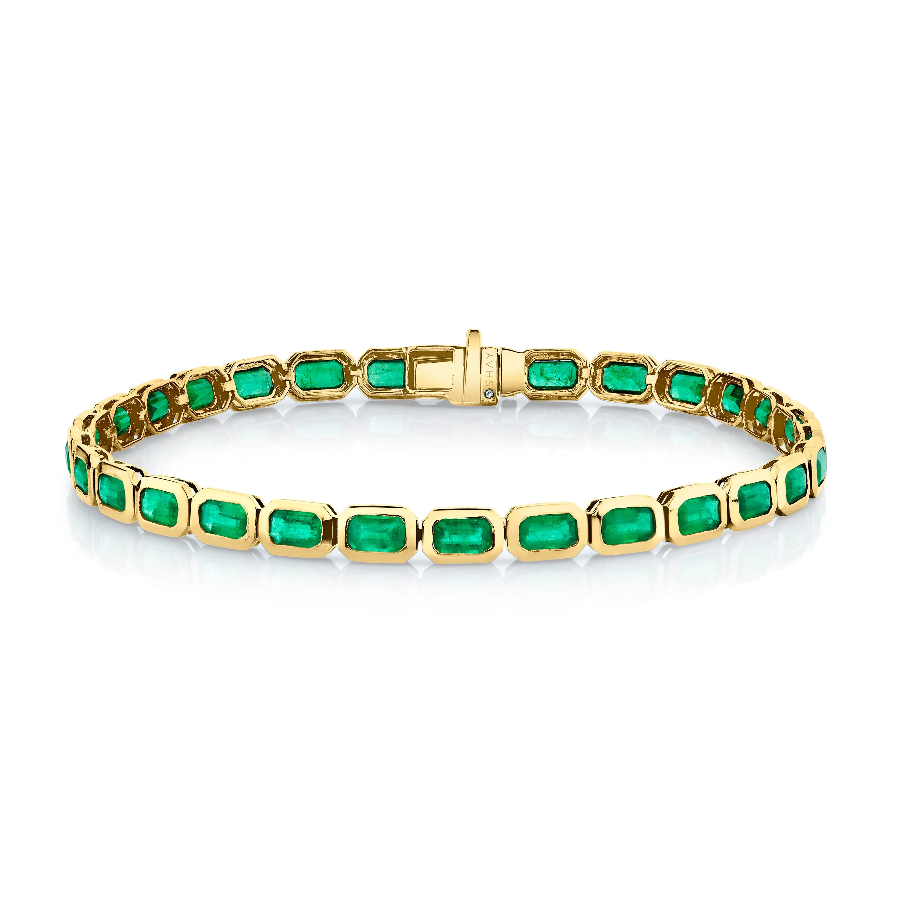 READY TO SHIP MEN’S EMERALD BEZEL TENNIS BRACELET