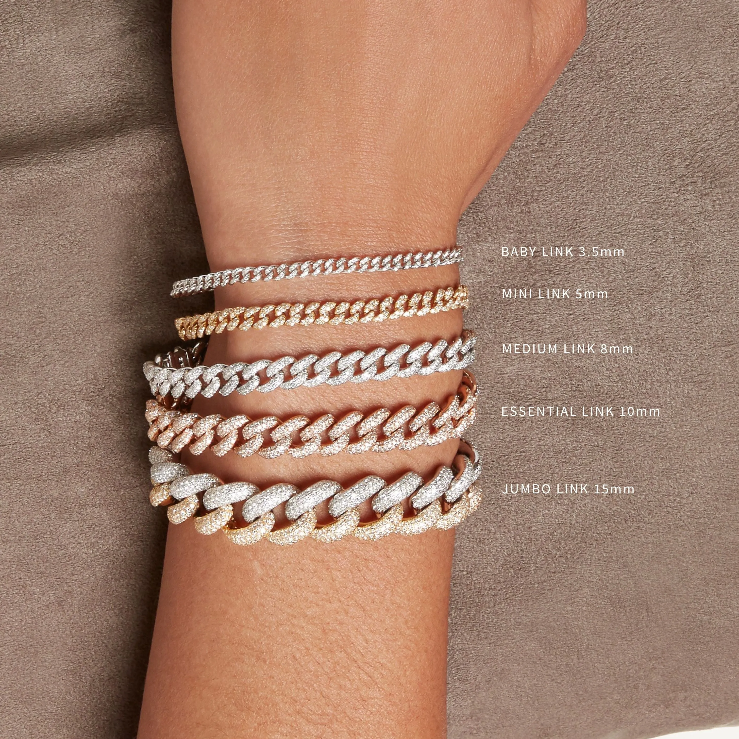 READY TO SHIP RUBY & DIAMOND PAVE TWO-TONE ESSENTIAL LINK BRACELET