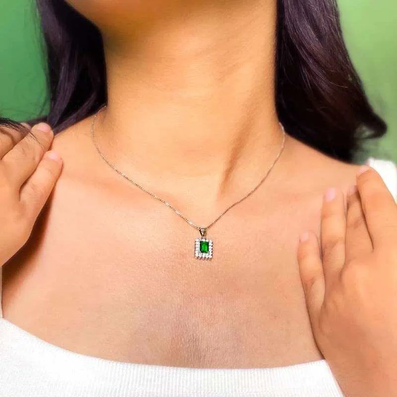 Rectangular Emerald Princess Necklace