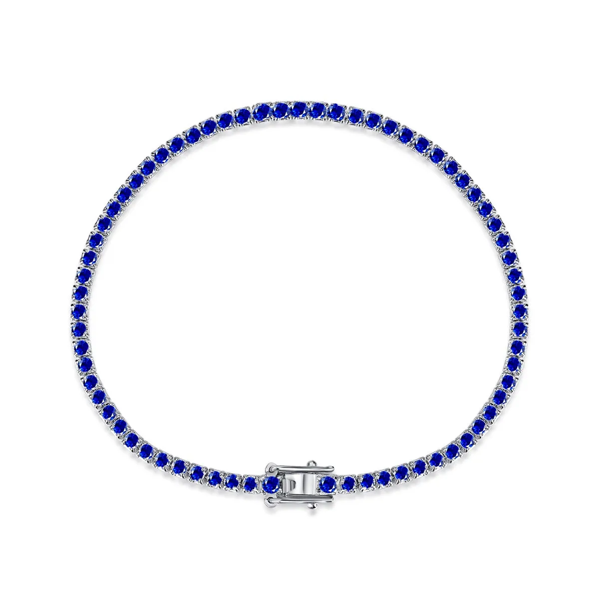 Rhodium Plated Sterling Silver Colorful CZ Tennis Bracelet