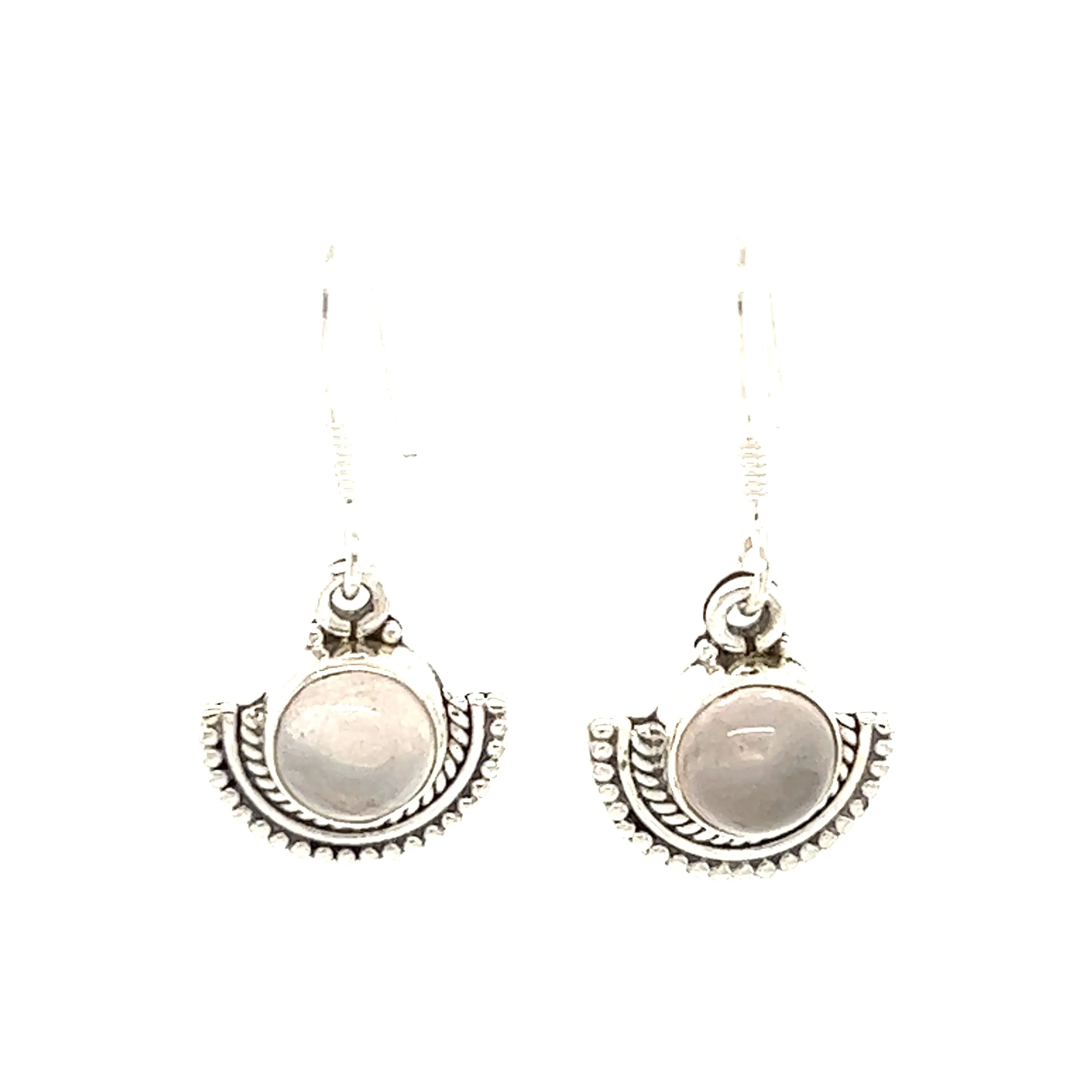 Round Gemstone Earrings with Fan Setting