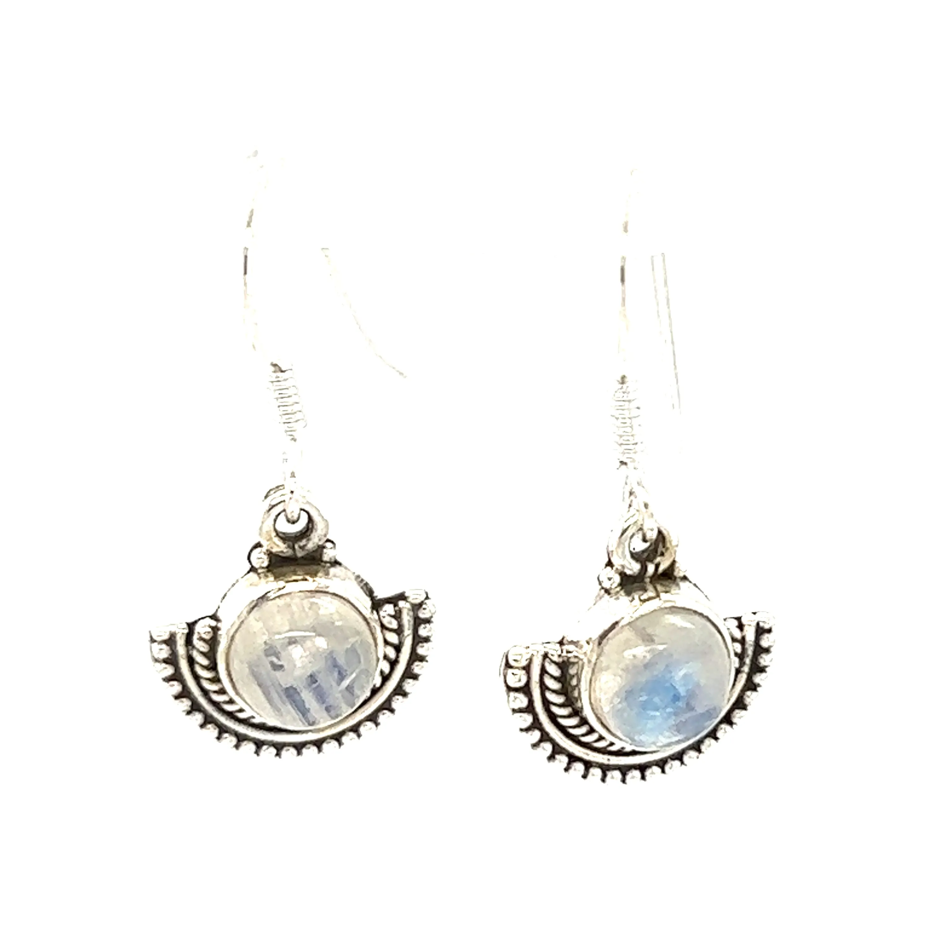 Round Gemstone Earrings with Fan Setting