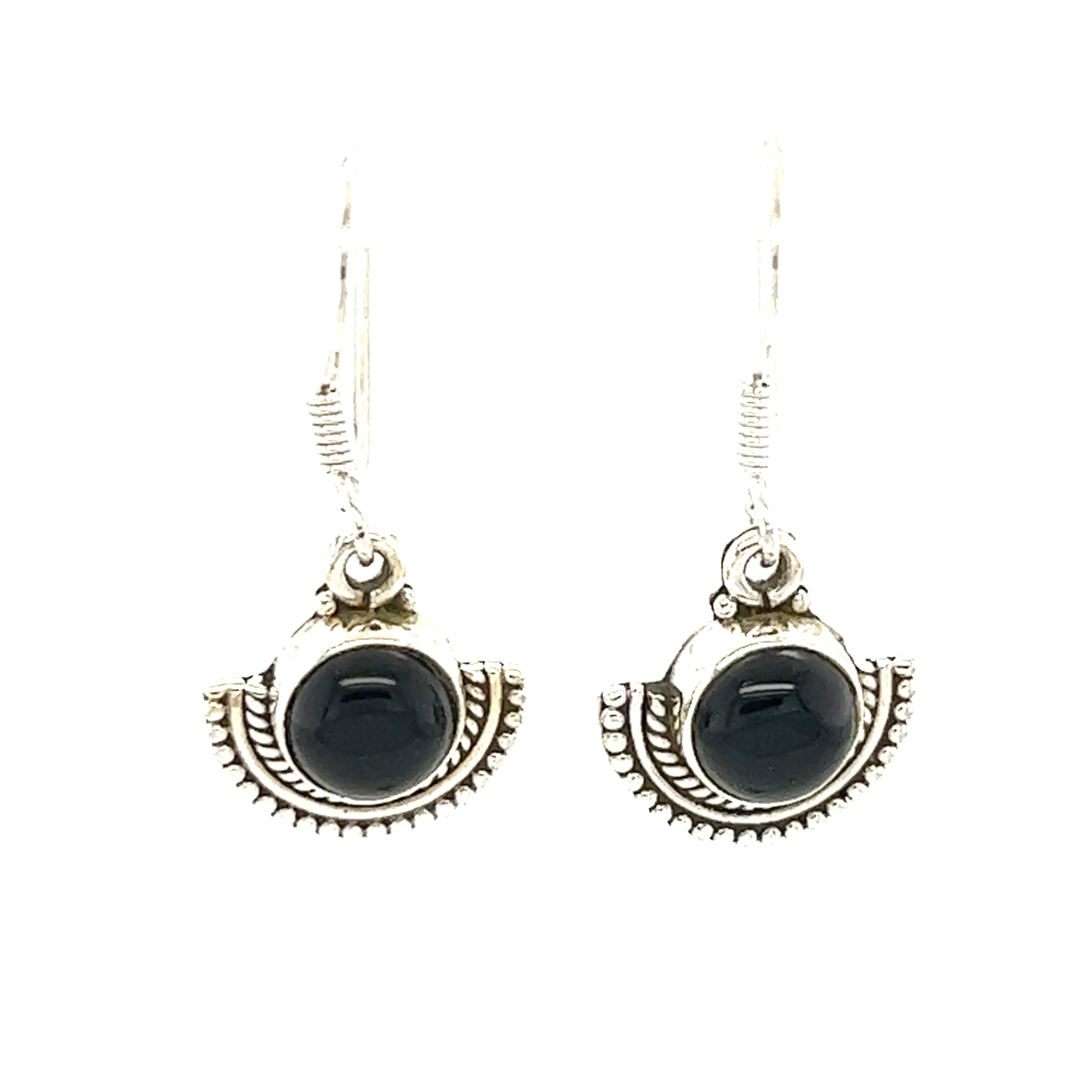 Round Gemstone Earrings with Fan Setting